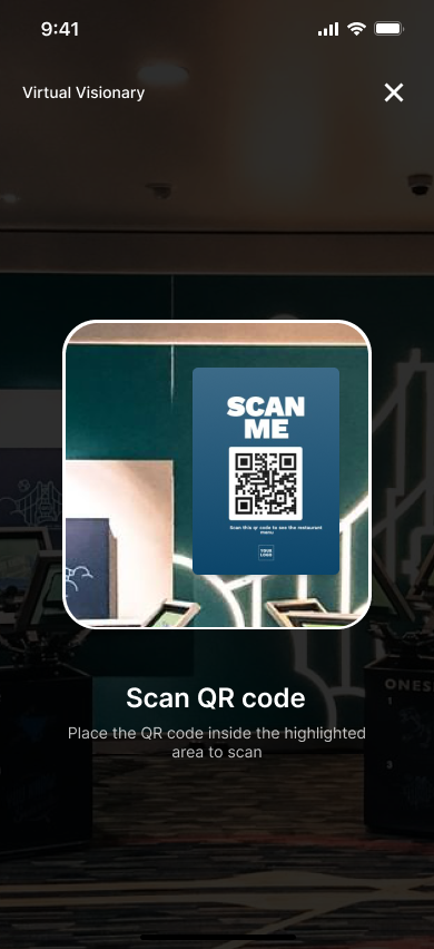 Attendee QR scanner with a highlighted scan area and instructions